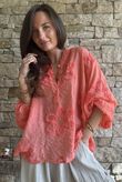 Sabo Boucle Flower Blouse Sherbet Coral